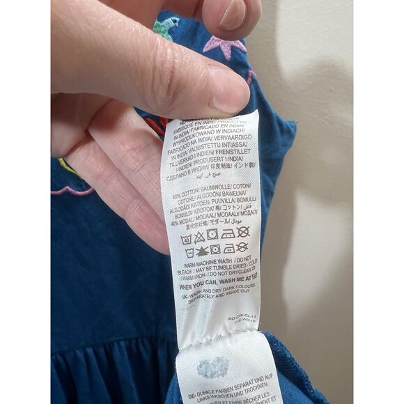 Boden Girl's Embroidered Sundress Size 11-12Y Blue Sea Animals Beachy Colorful - Picture 5 of 7